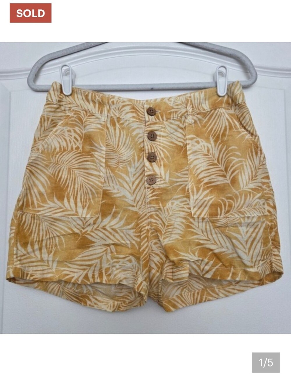Rip Curl Tropical Linen Patch Pocket Shorts Sz M Beachy Resort Vacation Outdoor